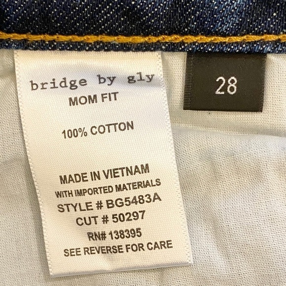 Bridge By Gly 28 (7) Mom Jeans High Rise Womens Distressed 100% Cotton Frayed - Picture 10 of 15